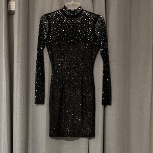 Windsor Black Sequin Long Sleeve Dress